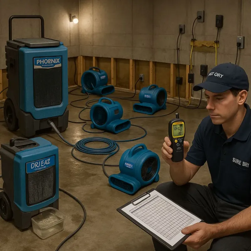 Structural Drying and Dehumidification process in Edgartown, MA